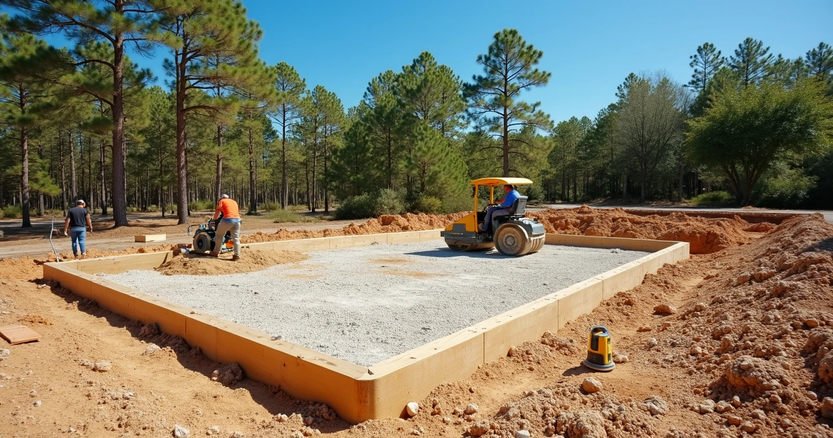 Compacted base for concrete slab installation 