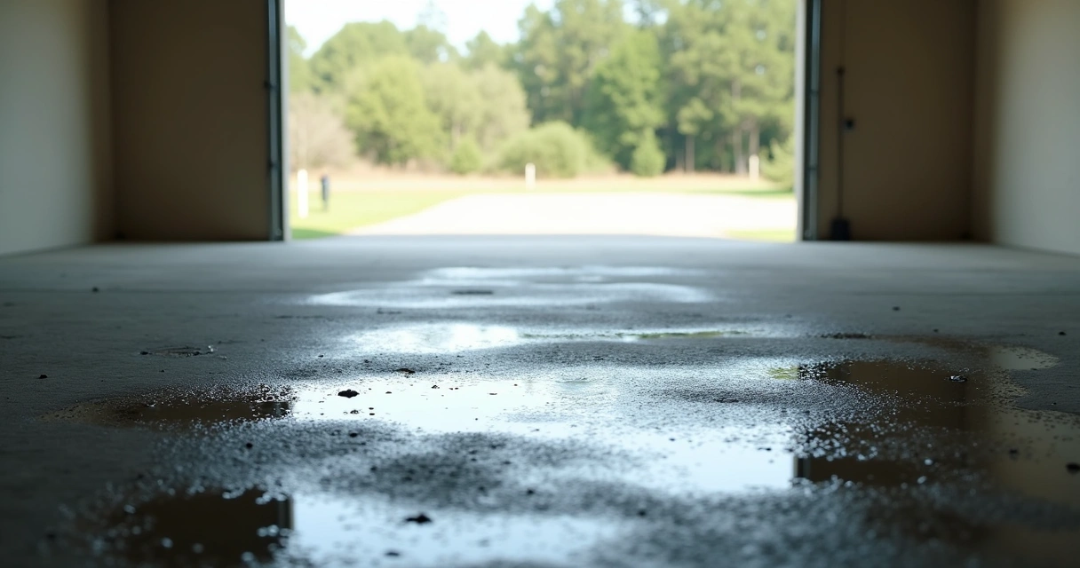 Moisture buildup on garage concrete floor 