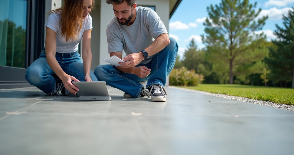 Final inspection of new concrete patio in Orlando 
