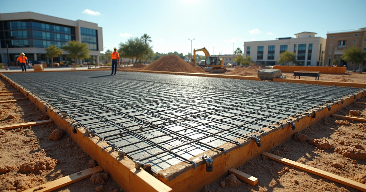Wire mesh grid on a concrete slab in Orlando