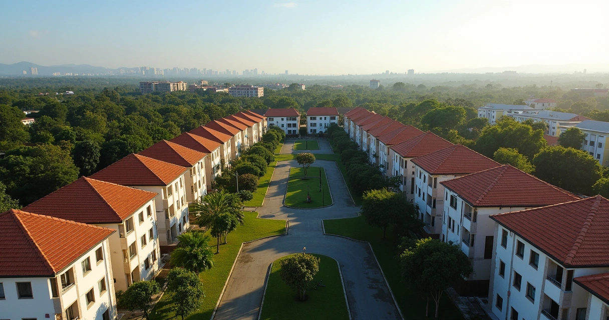 Vista aérea de condomínio residencial com casas e áreas verdes em Campinas 