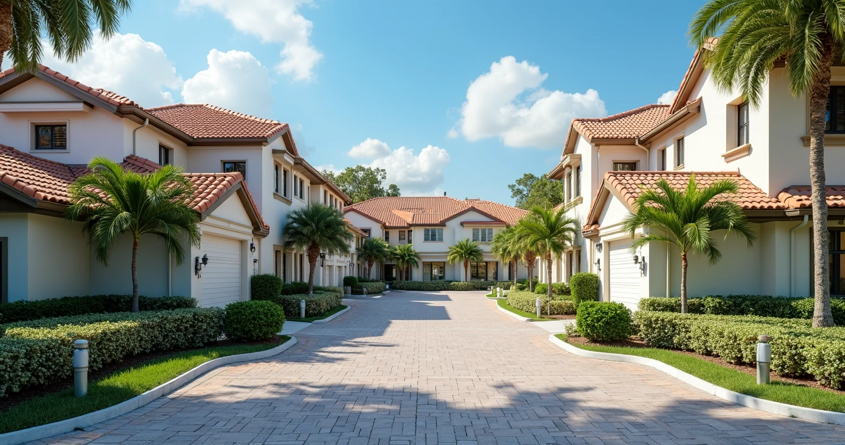 Entrada bem cuidada de condomínio residencial em Orlando, EUA 