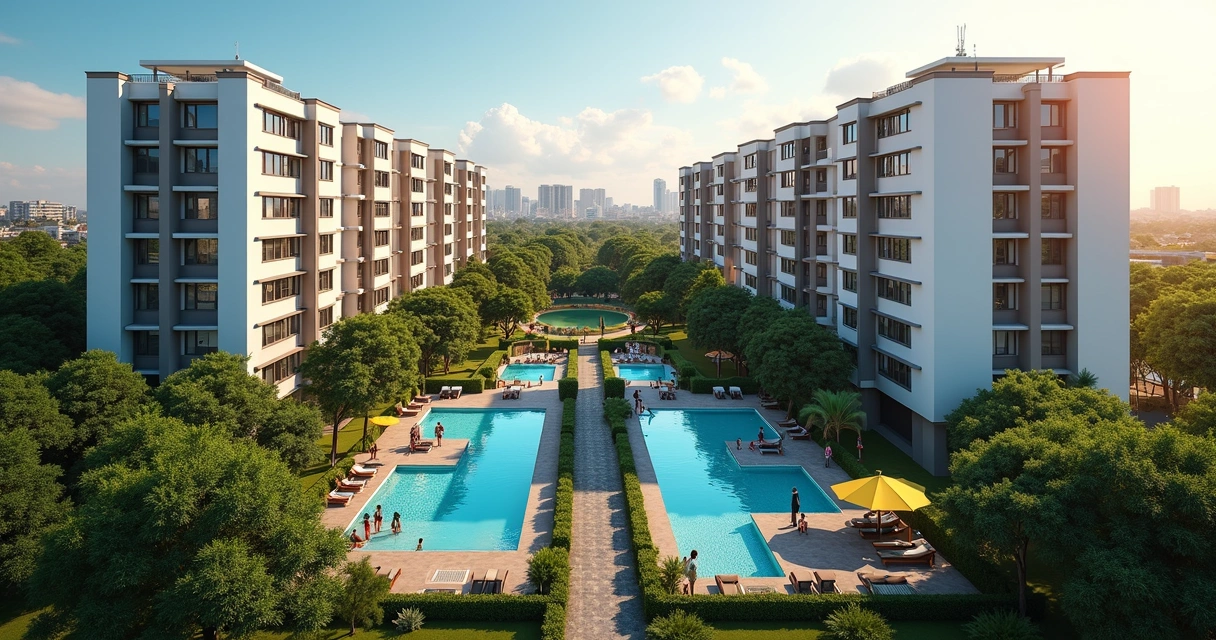 Vista do condomínio com áreas de lazer em São Caetano do Sul