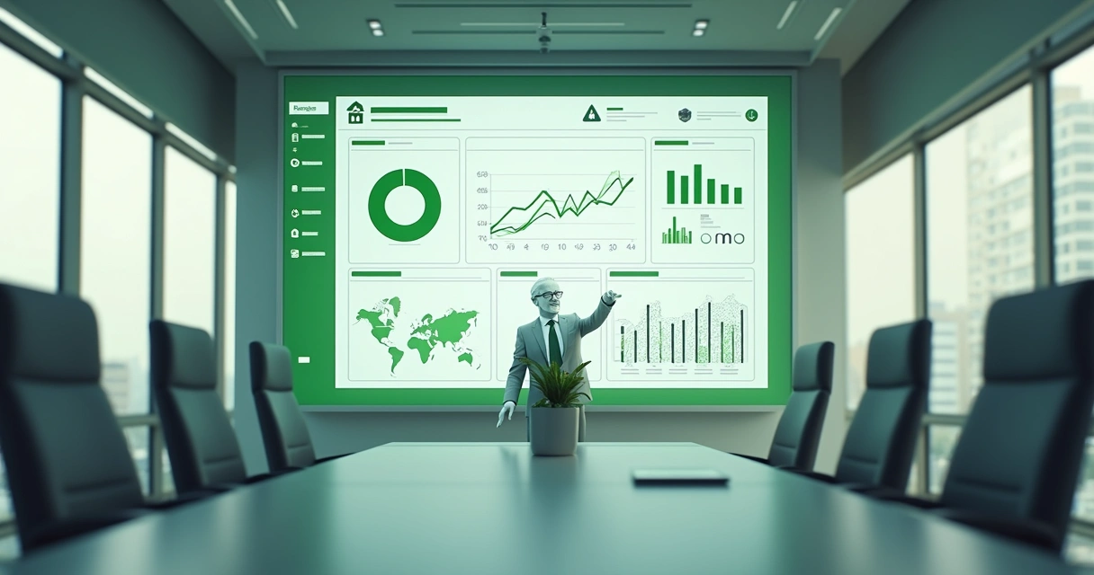 Painel digital de gestão condominial com vários dados e gráficos ativos 