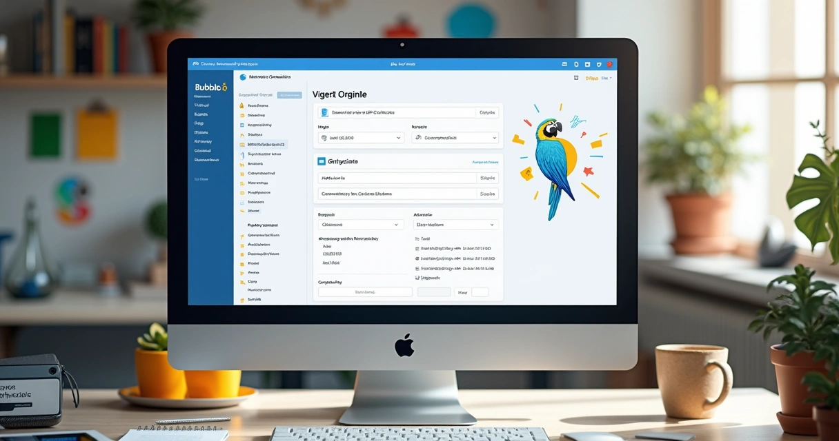 Editor visual do Bubble exibindo configuração do API Connector 