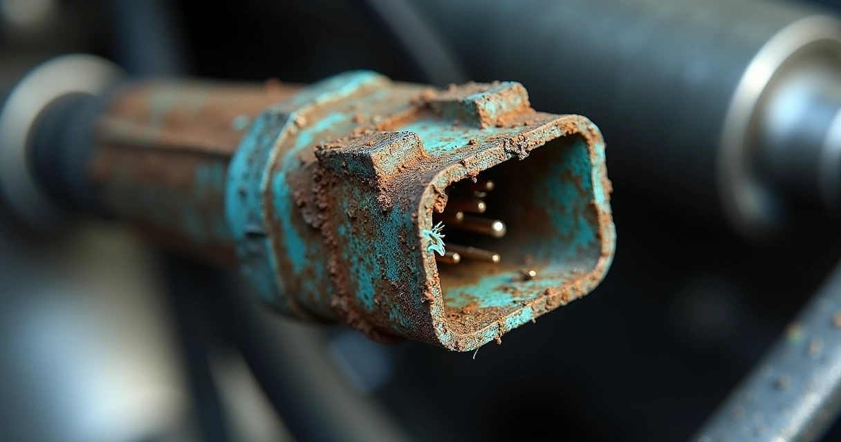 Conector elétrico automotivo com oxidação visível