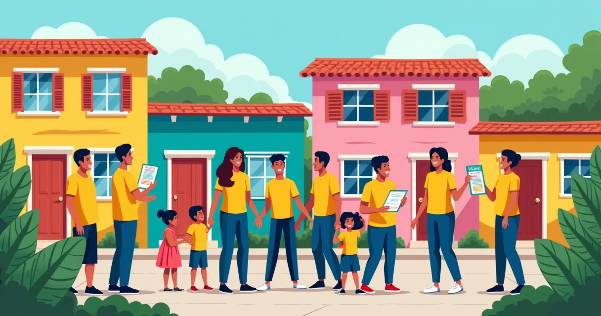 Equipe de campanha conversando com moradores em bairro brasileiro