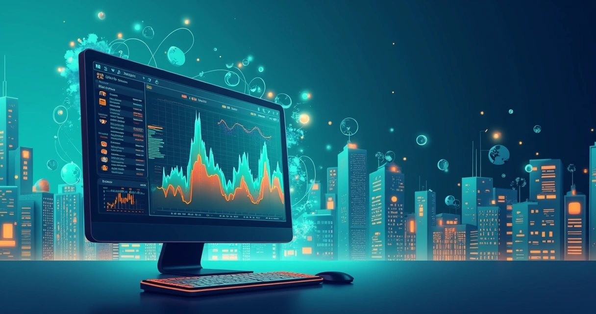 Conexão digital entre CRM e sistema financeiro representada por cabos e telas 