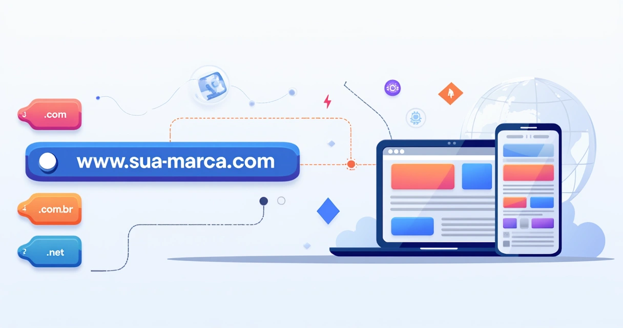 Conexão visual de domínio personalizado com site do GreatPages em ilustração plana 