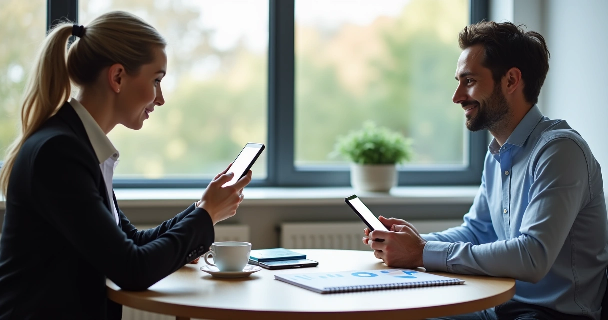 Duas pessoas trocando mensagens de negócios no LinkedIn