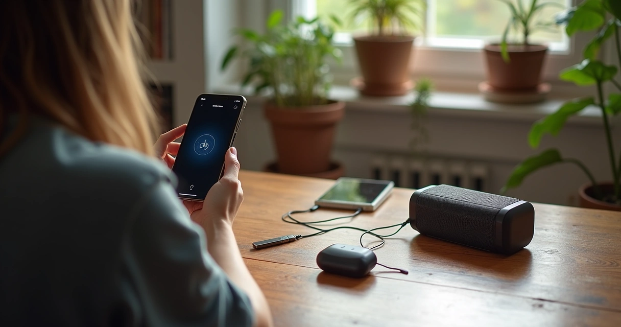 Pessoa conecta smartphone, fone Bluetooth e caixa de som ao mesmo tempo 