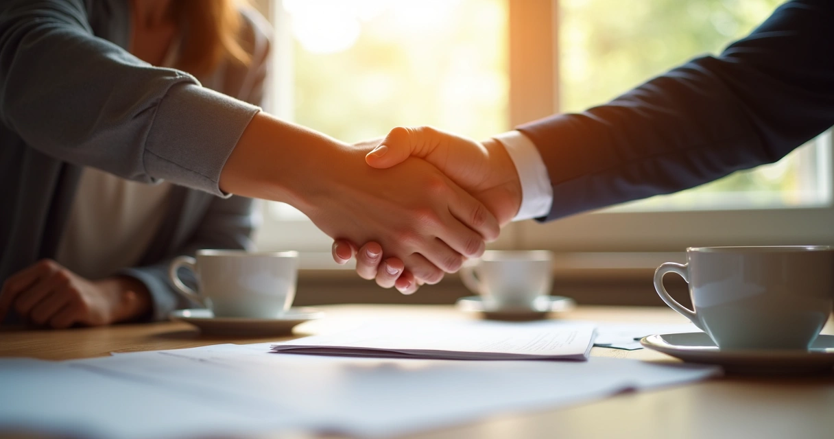 Duas pessoas se cumprimentando em gesto de parceria 