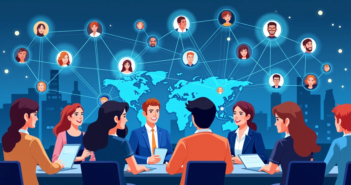 Rede de profissionais do LinkedIn conectados virtualmente 