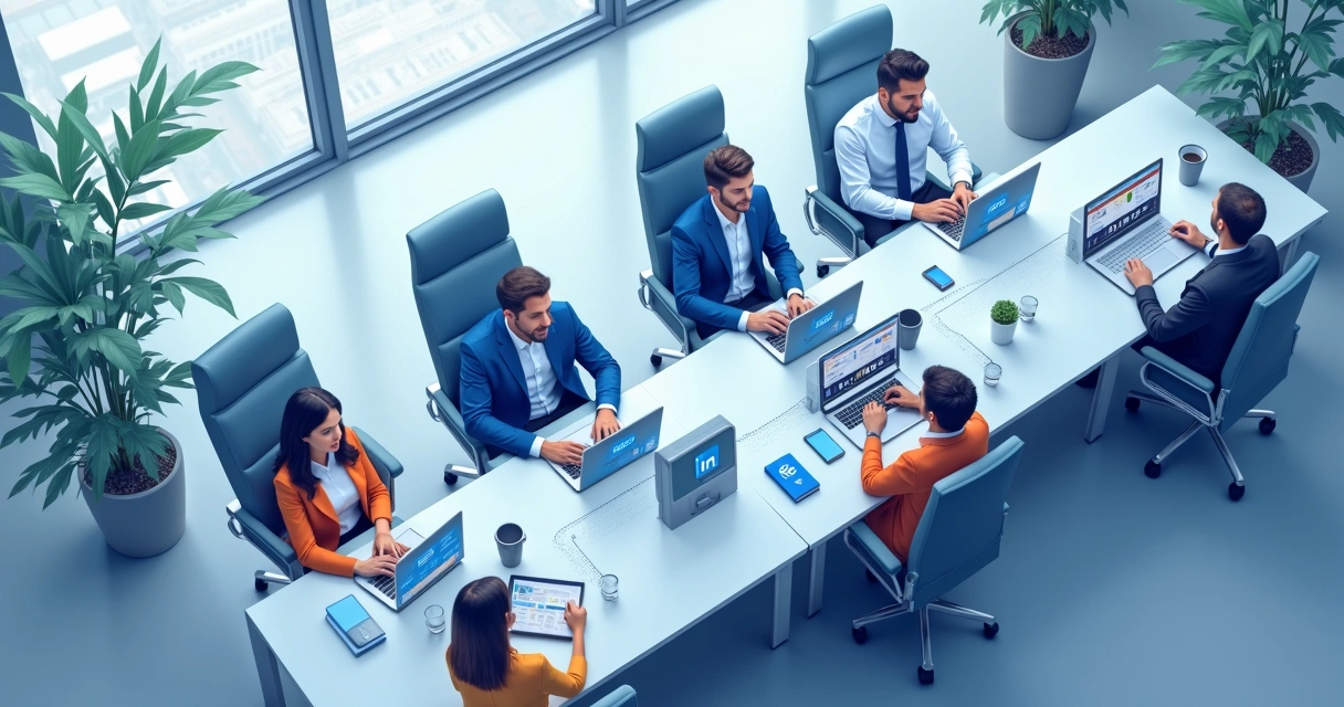 Conexões de profissionais em uma rede social de negócios 