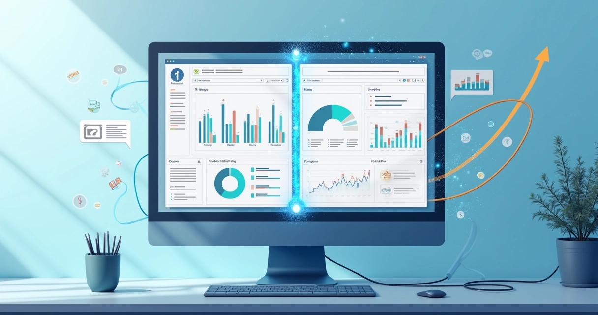 Tela de computador mostrando integração entre menus de RH e LMS 
