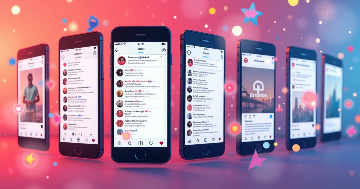 Perfis do Instagram de diferentes setores interagindo com comentários e curtidas. 