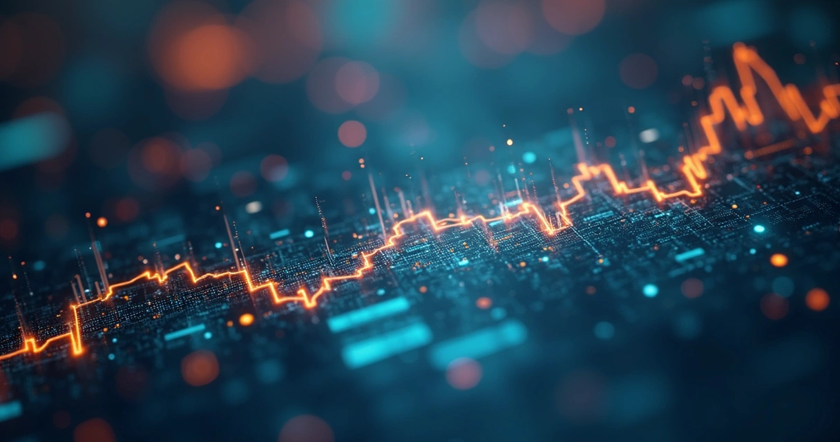 Gráfico financeiro digital com peças de quebra-cabeça conectando economia e investimentos 