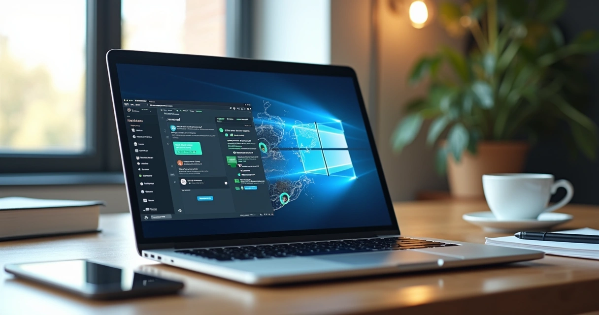 Computador aberto mostrando integração de portais de notícias com WhatsApp em tela dividida 