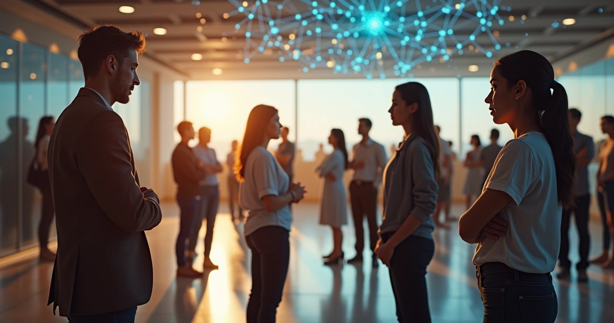 Rede humana com conexões entre pessoas