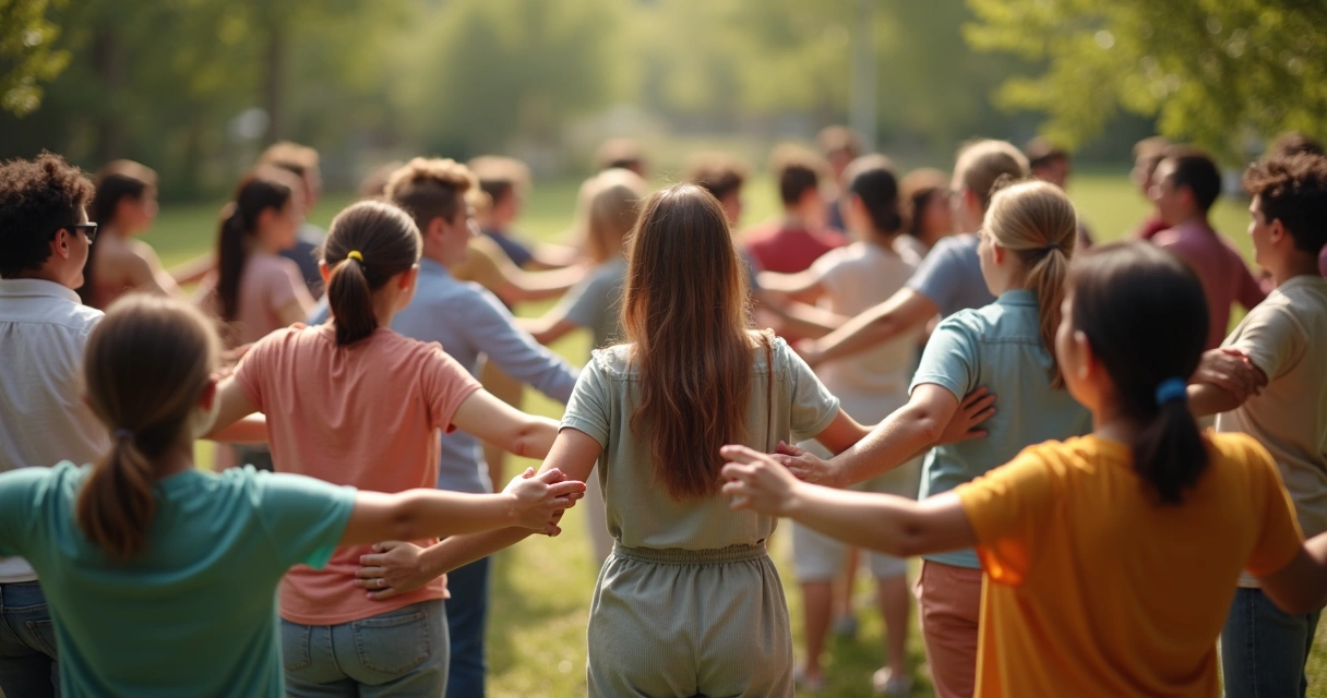 Grupos diversos formando uma rede humana conectada