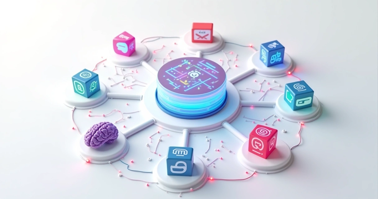 Por que 2026 marcará a automação avançada de canais Central de dados conectando sistemas de IA e diversos canais digitais