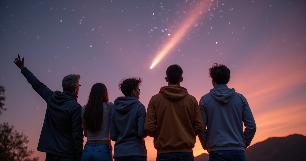 Grupo de personas compartiendo asombro ante un fenómeno natural 
