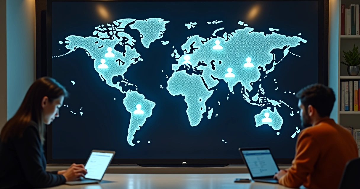 Mapa digital com conexões entre pessoas e perfis