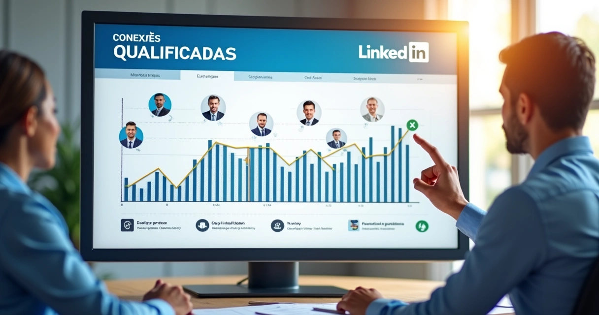 Gráfico mostrando aumento nas conexões qualificadas no LinkedIn