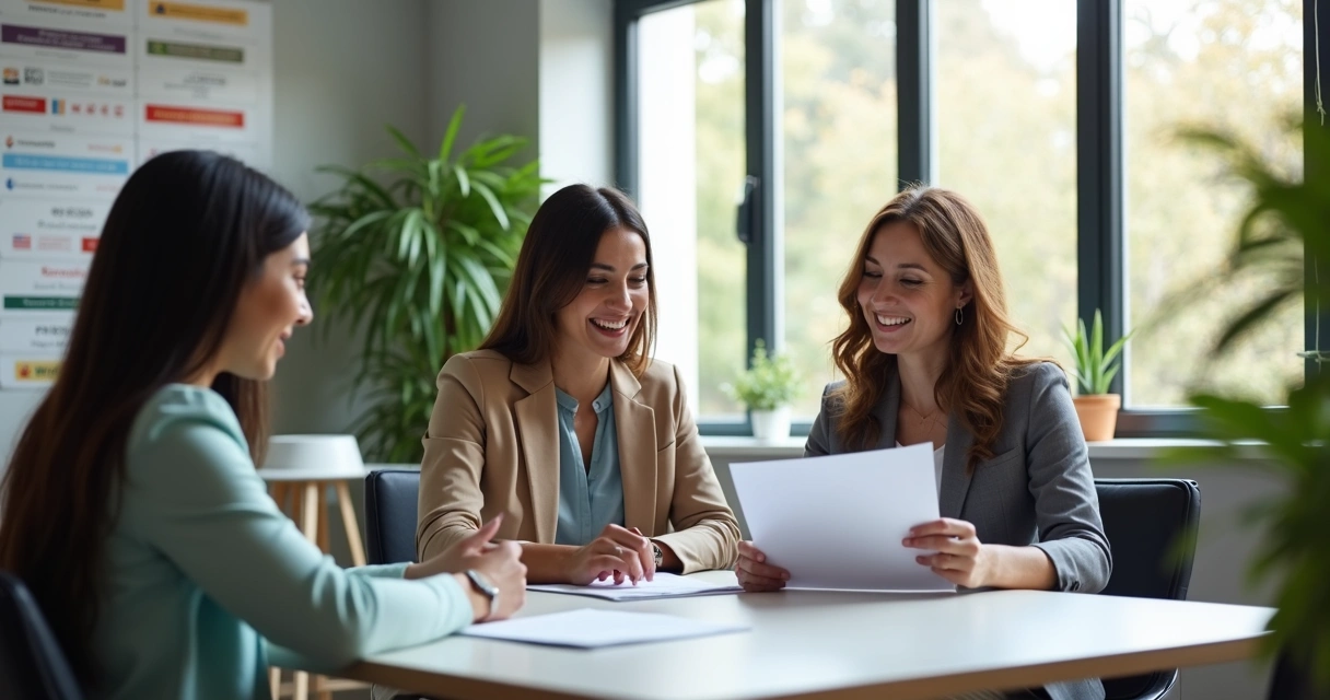 Mortgage advisor provides multilingual support in office 