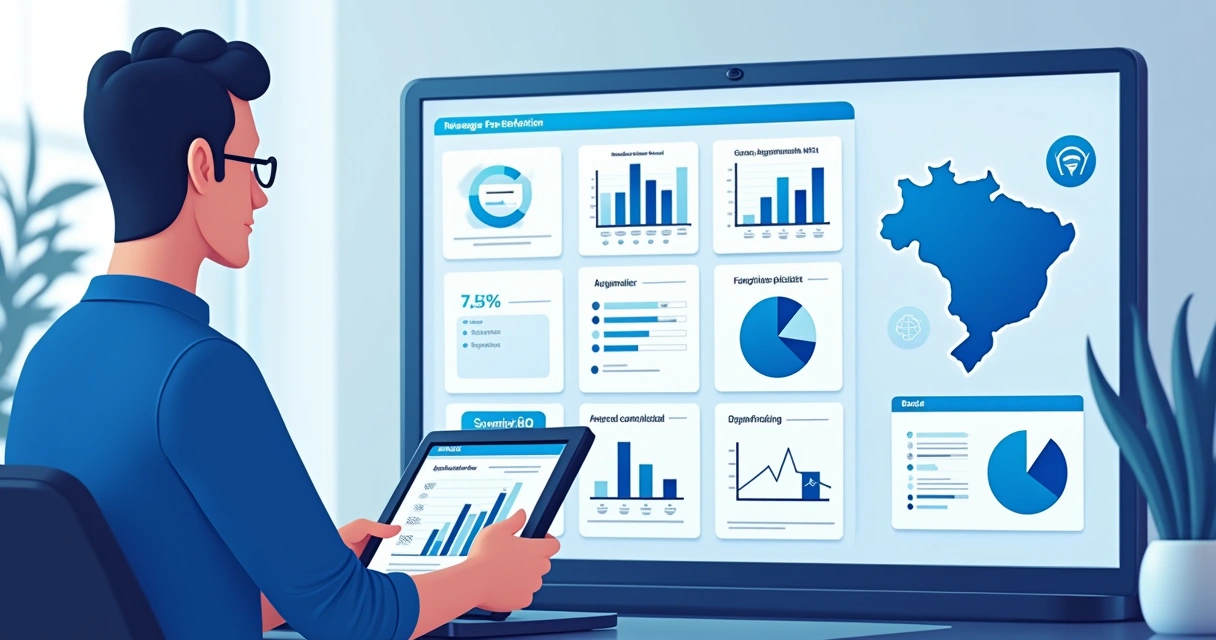 Pessoa analisando dados de franquias em plataforma digital 