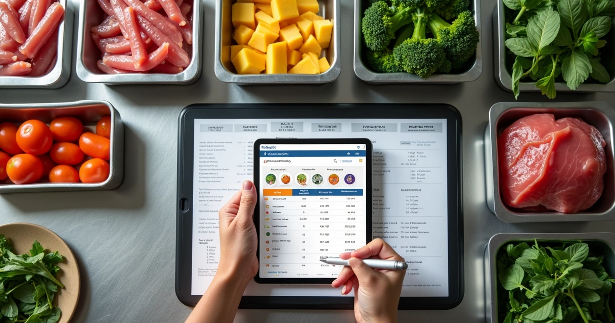 Conferência de estoque com ingredientes e tablet