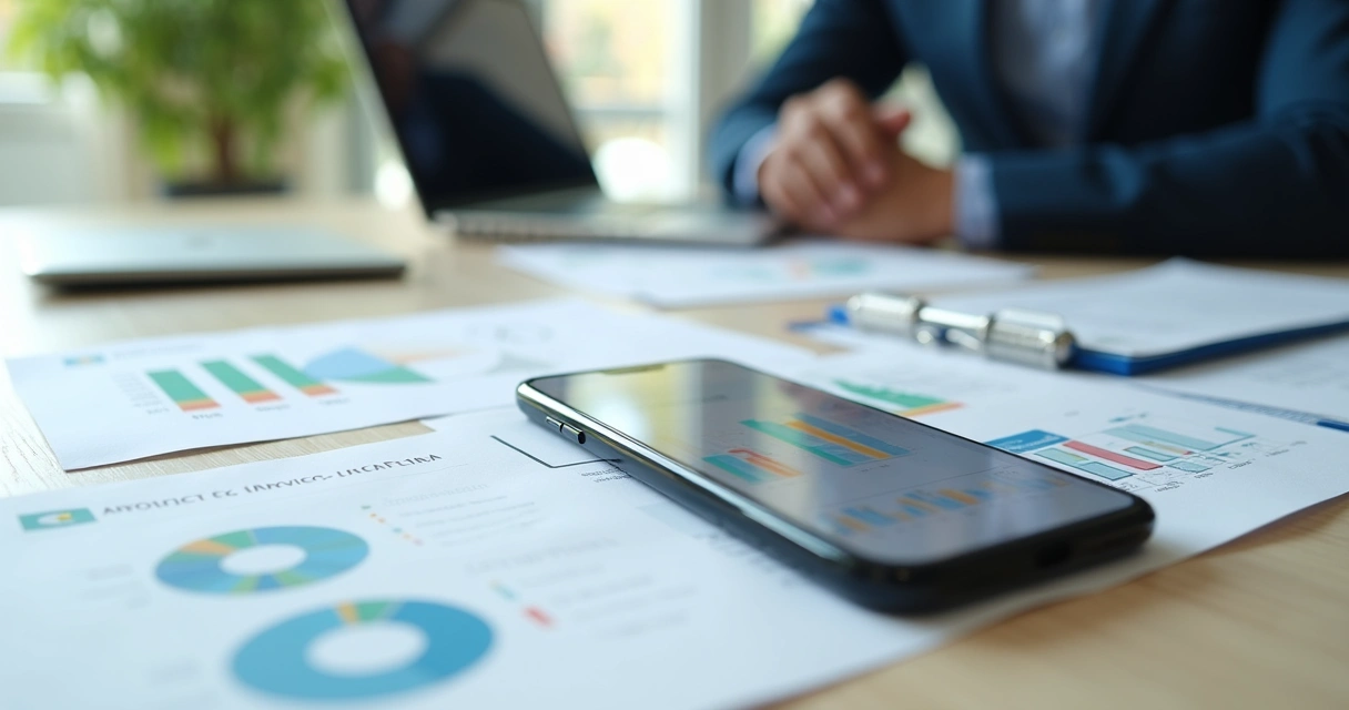Pessoa analisando dados financeiros no celular