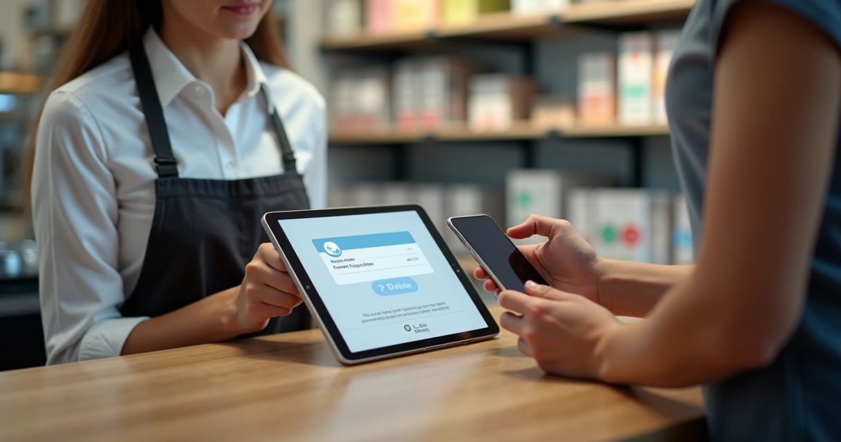 Pessoa conferindo pagamento de Pix em um tablet 