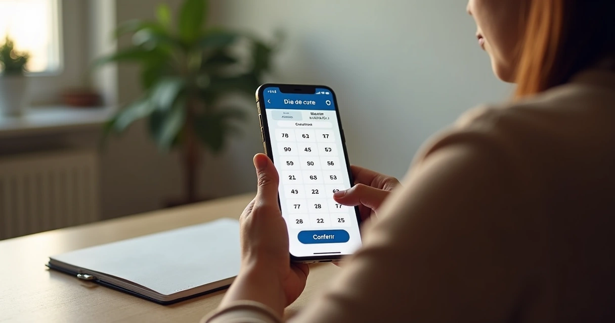 Pessoa usando aplicativo de conferência Dia de Sorte em smartphone 