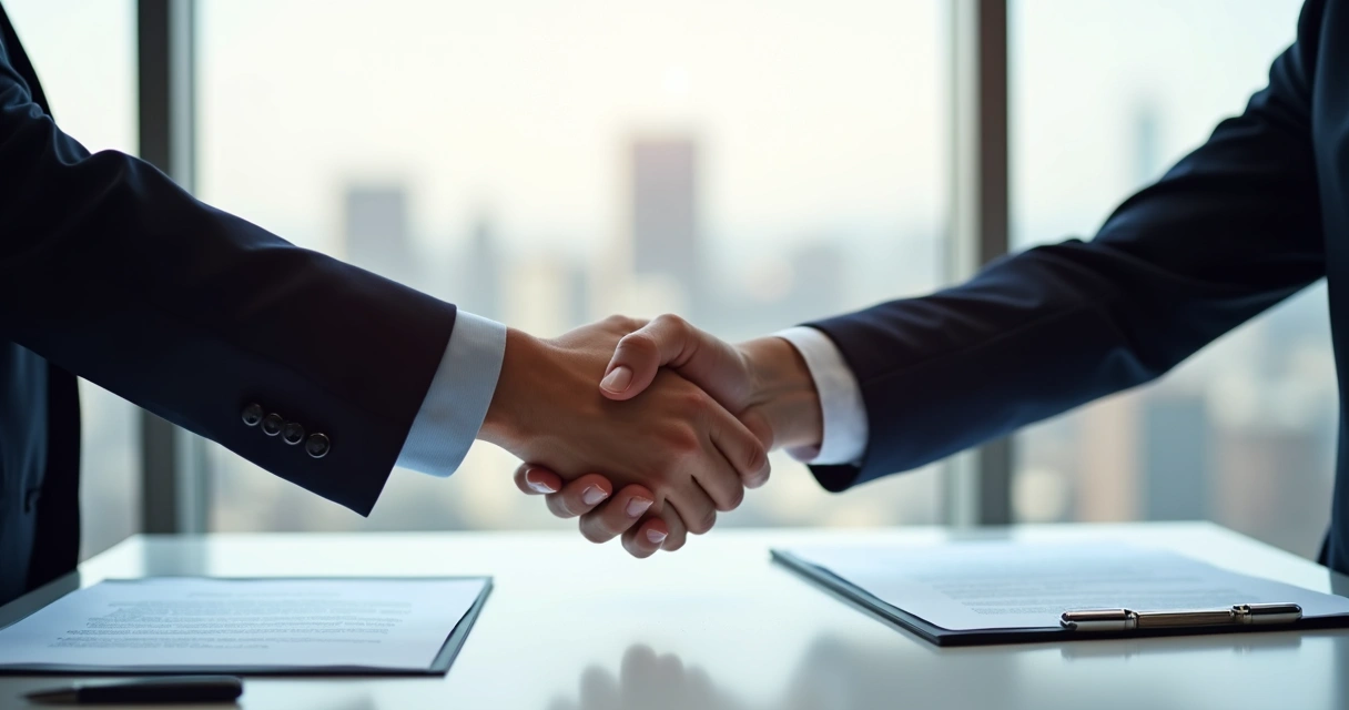 Aperto de mãos simbolizando confiança e compliance 