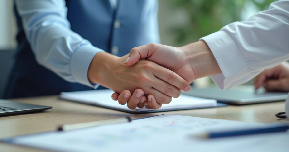 Mão de paciente apertando a mão do médico em sinal de confiança na consulta 