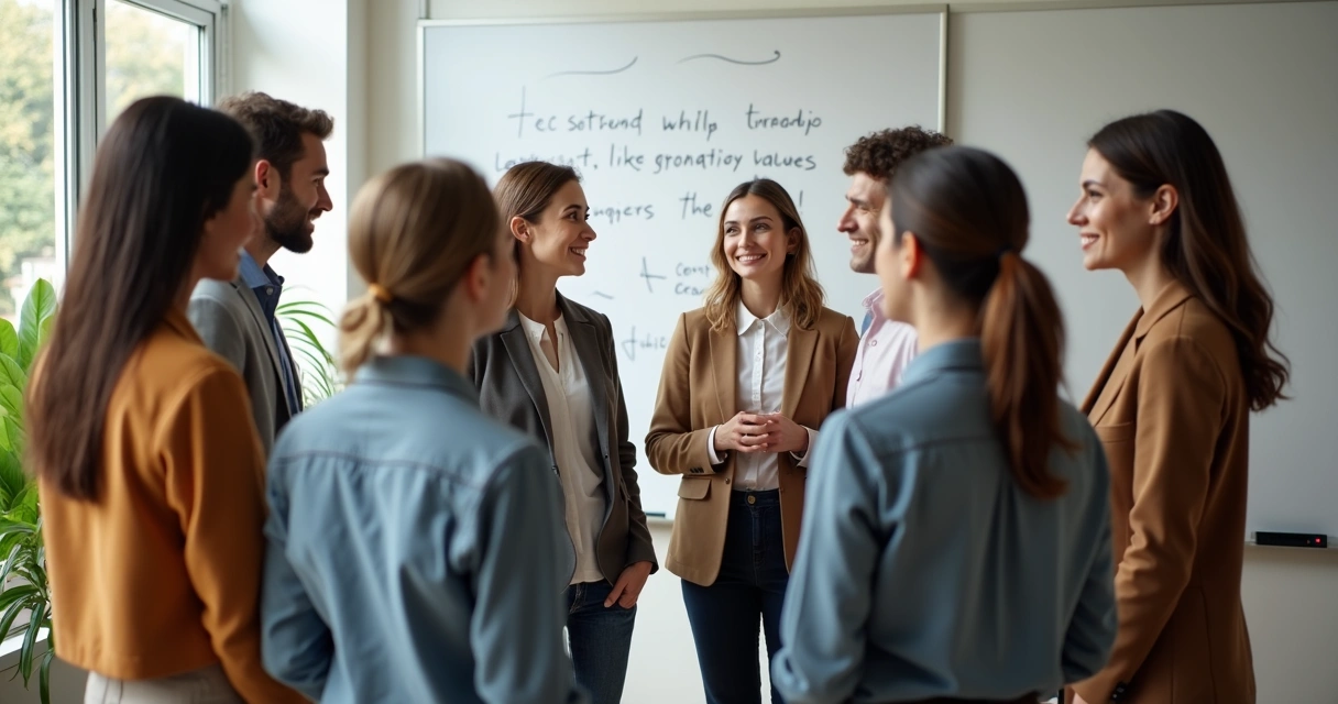 Equipo variado de personas en círculo, mostrando confianza y autenticidad 