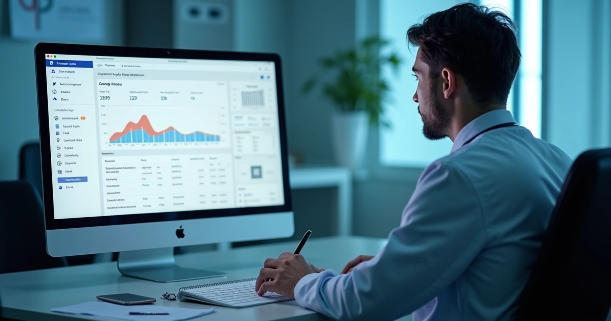 Configuração de anúncio médico em dashboard digital 