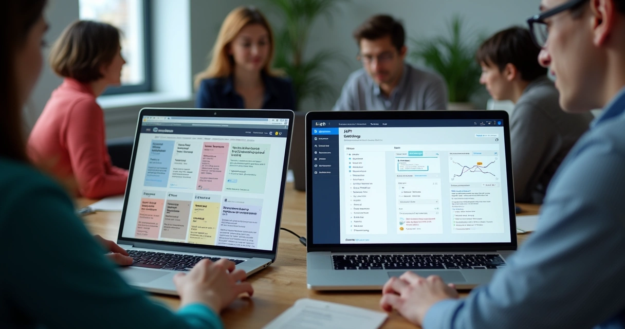 Tela de configurações de API de IA lado a lado com interface colorida de IA 