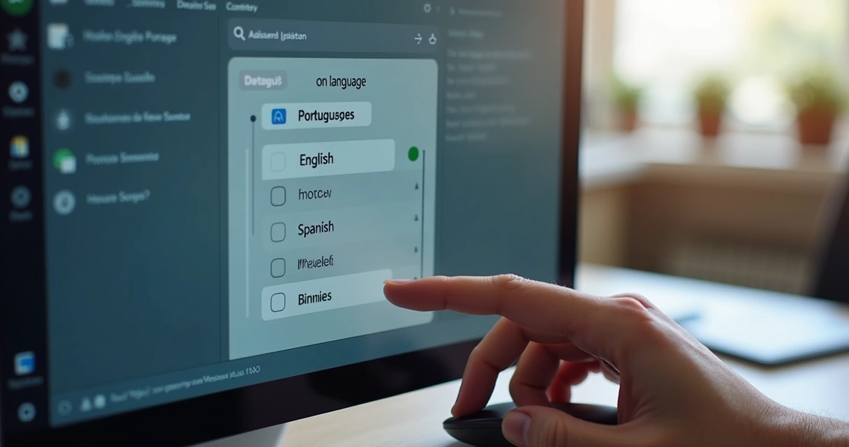 Configuração de idioma em painel de assistente digital 