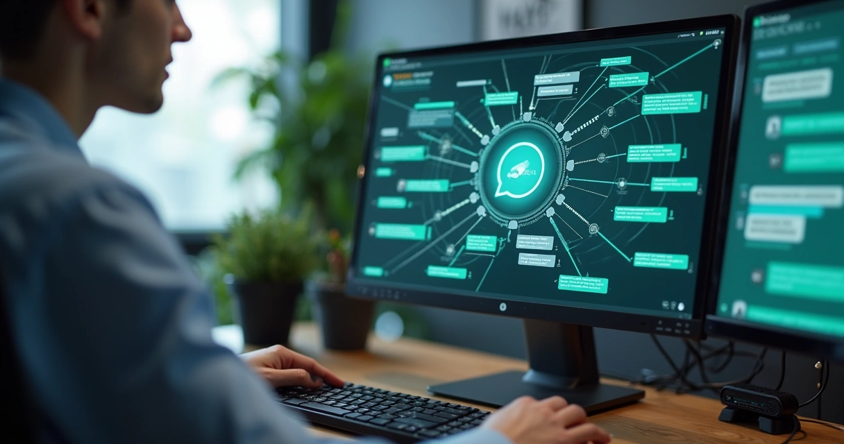 Configuração de atendente virtual conversando com clientes no WhatsApp