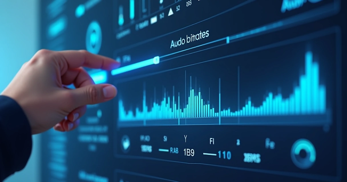 Pessoa configurando bitrate em painel de rádio online