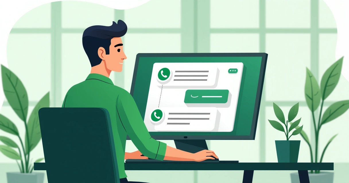 Pessoa configurando um chatbot no painel do WhatsApp Business 