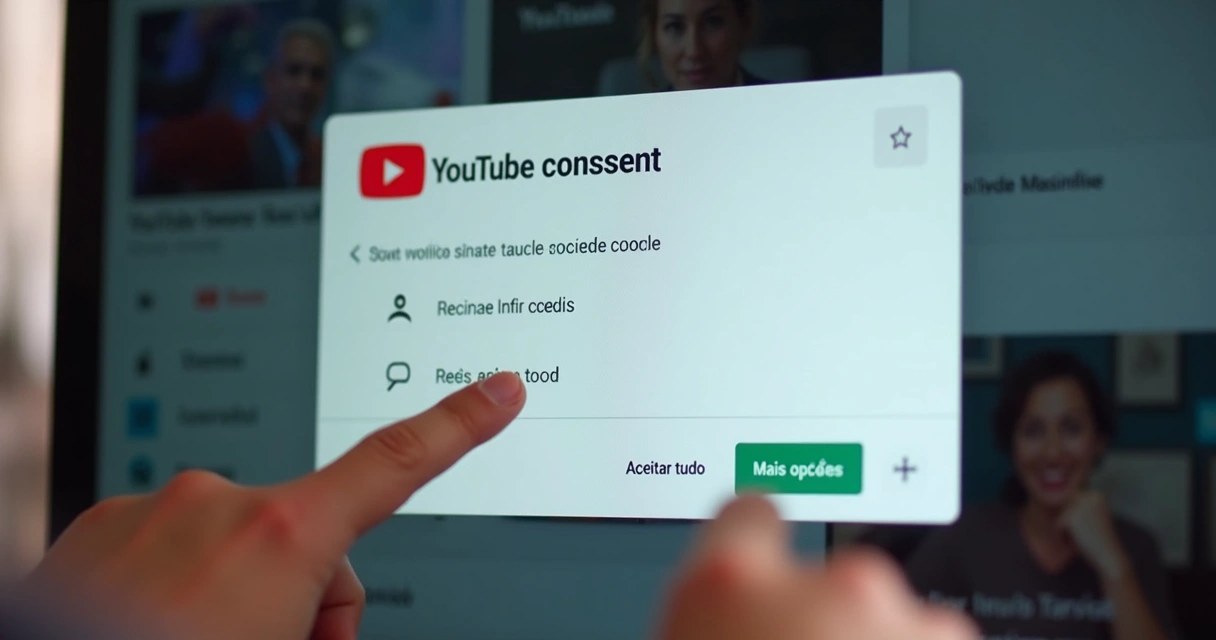 Tela de configuração de cookies no YouTube 