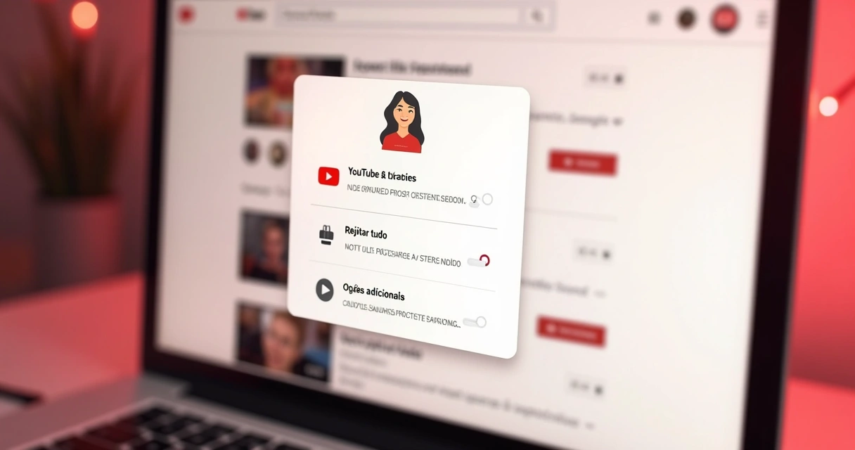 Interface do YouTube com opções de configuração de cookies detalhadas 