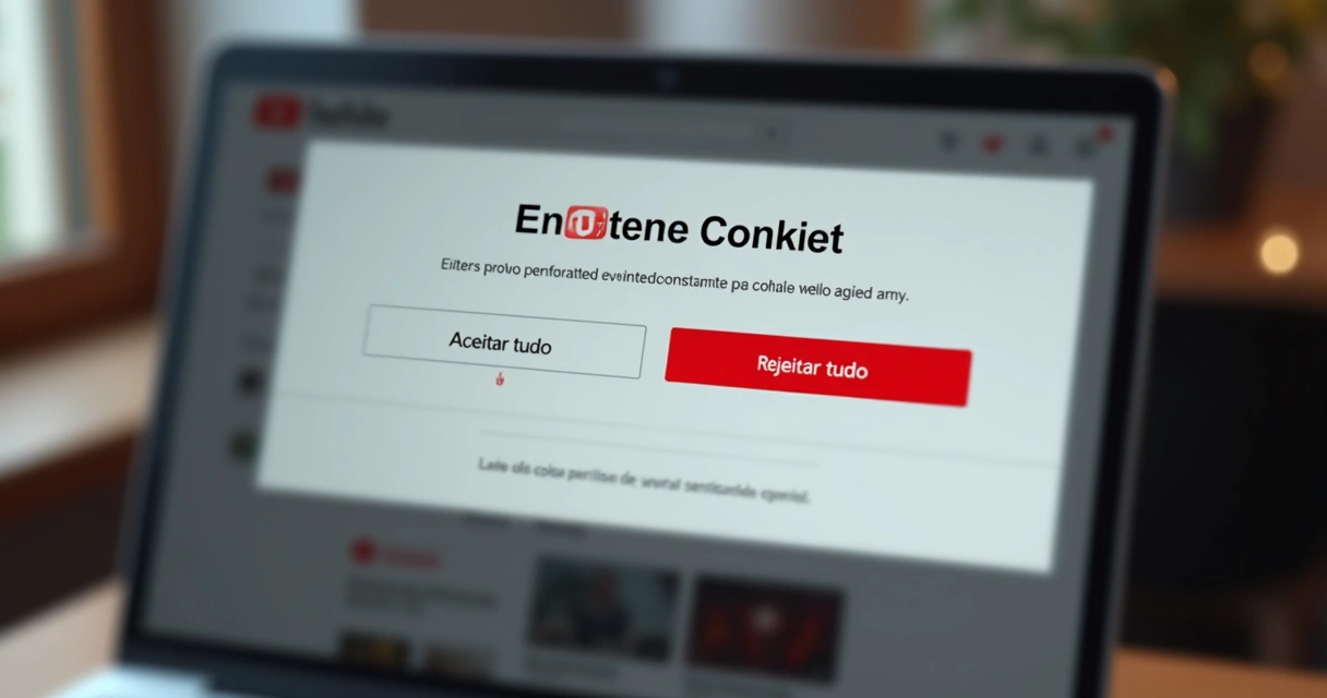 Configuração de cookies do YouTube com opções de privacidade 