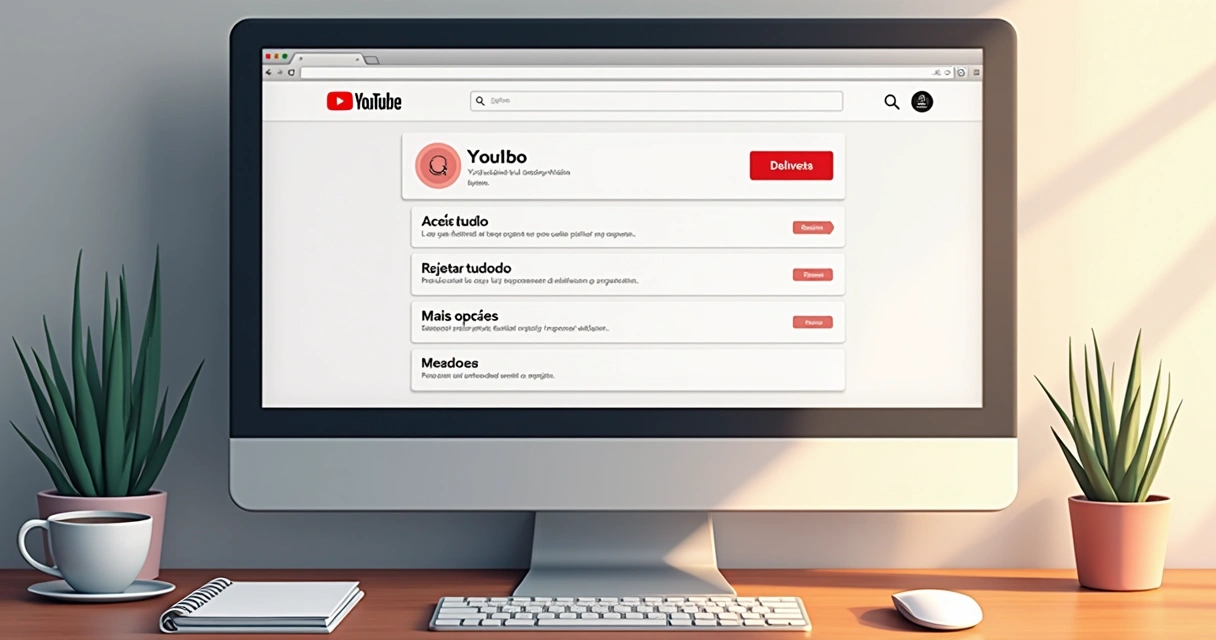 Configuração de cookies no painel de privacidade do YouTube 