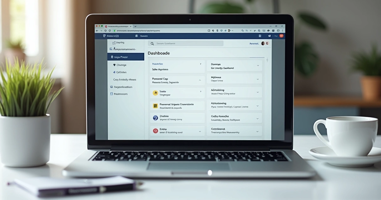 Tela de configuração de e-mail empresarial com painel gerenciável
