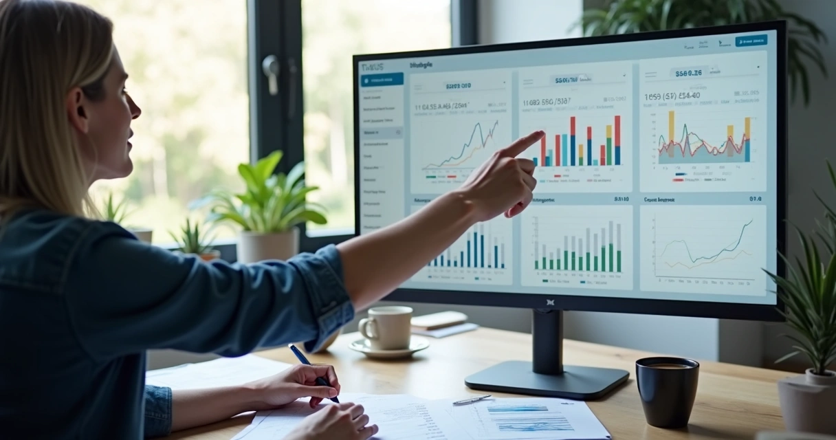 Tela de sistema exibindo configuração financeira detalhada com gráficos de fluxo de caixa 