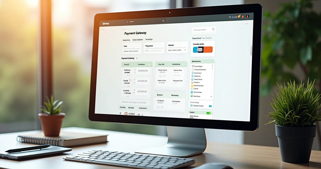 Tela de computador mostrando configurações de gateway de pagamento na plataforma Shopify com destaque para opções de métodos de pagamento digitais e cartão de crédito 